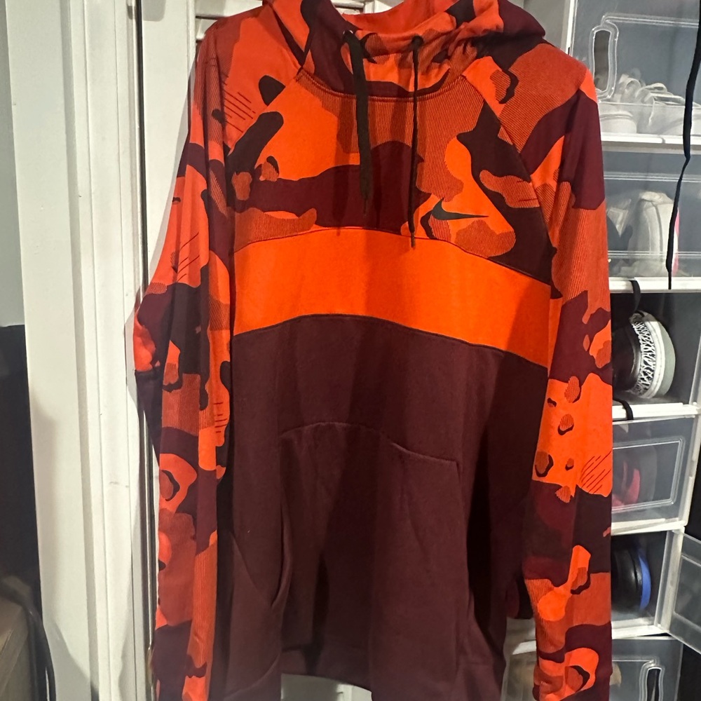 XXL Orange & Maroon Camo Block Hoodie